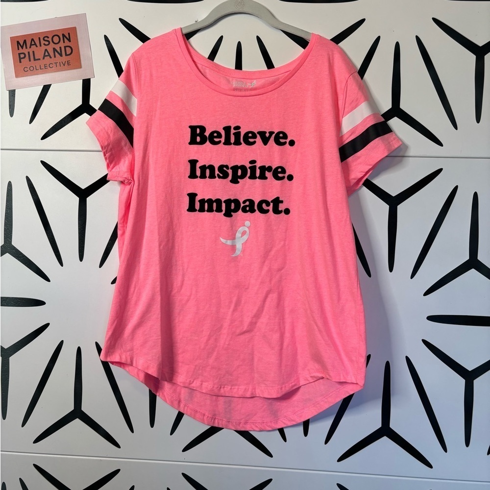 Susan G. Komen Pink “Believe Inspire Impact” T-Shirt Size 16/18